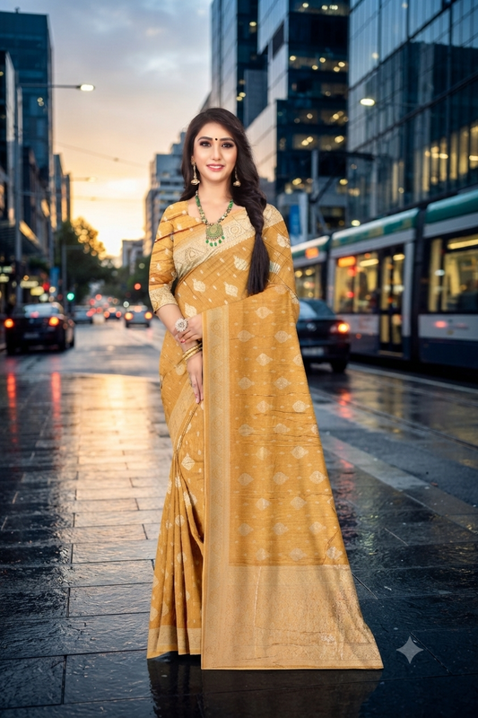 Women's Premium Gold Jacquard Weaving Party Wear Saree