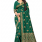 Premium Green Banarasi Jacquard Silk Saree with Rich Golden Zari Woven Border & Designer Pallu