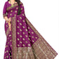 Elegant Dark Purple Gold Zari Woven Jacquard Saree