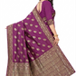 Elegant Dark Purple Gold Zari Woven Jacquard Saree