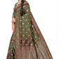 Premium  Reddish Green  Shaded  Banarasi Jacquard Silk Saree with Rich Golden Zari Woven Border & Designer Pallu