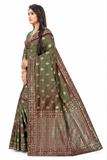 Premium  Reddish Green  Shaded  Banarasi Jacquard Silk Saree with Rich Golden Zari Woven Border & Designer Pallu