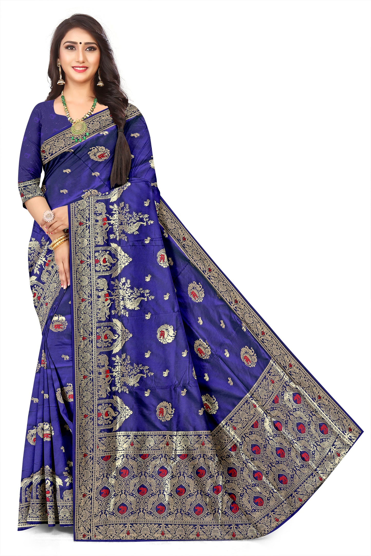 Luxury Wedding Wear purple Jacquard Silk Saree