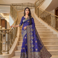 Luxury Wedding Wear purple Jacquard Silk Saree