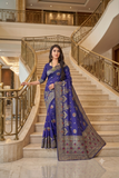 Luxury Wedding Wear purple Jacquard Silk Saree