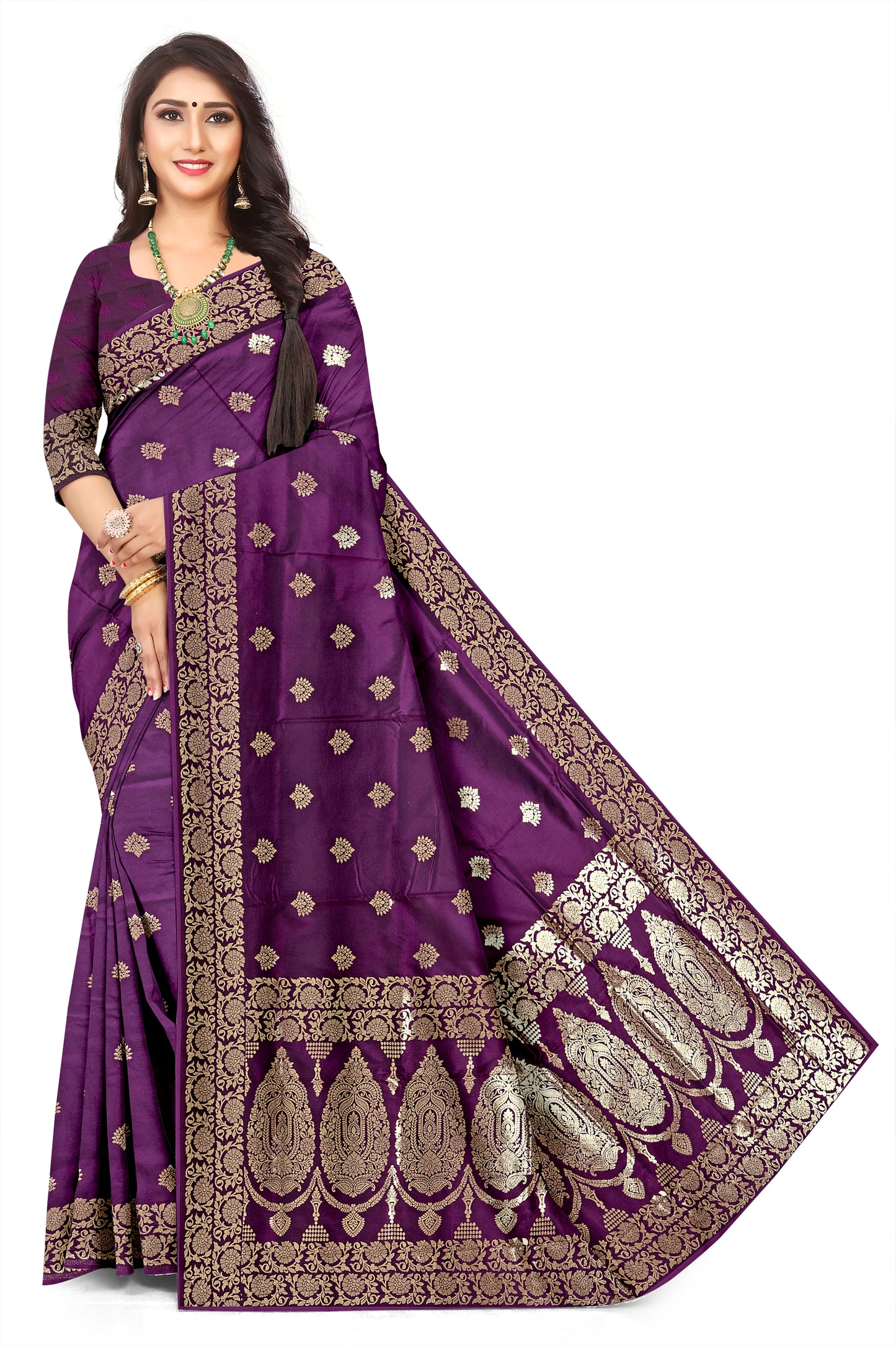 Stylish Premium Jacquard Saree with Rich Wine Finish