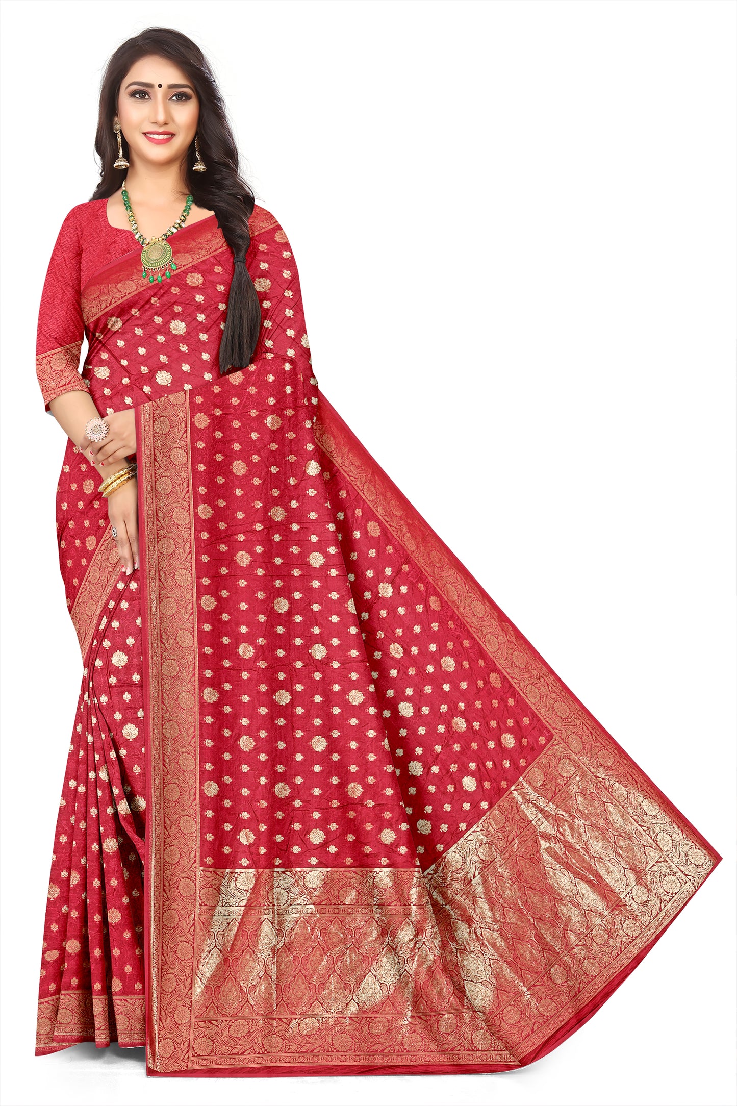 Luxe Viscose Satin Jacquard Saree with Intricate Weave