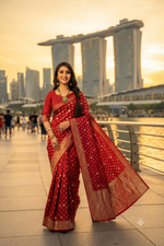 Luxe Viscose Satin Jacquard Saree with Intricate Weave