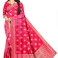 Classic Pink Colour Viscose Gaji Silk Jacquard Saree