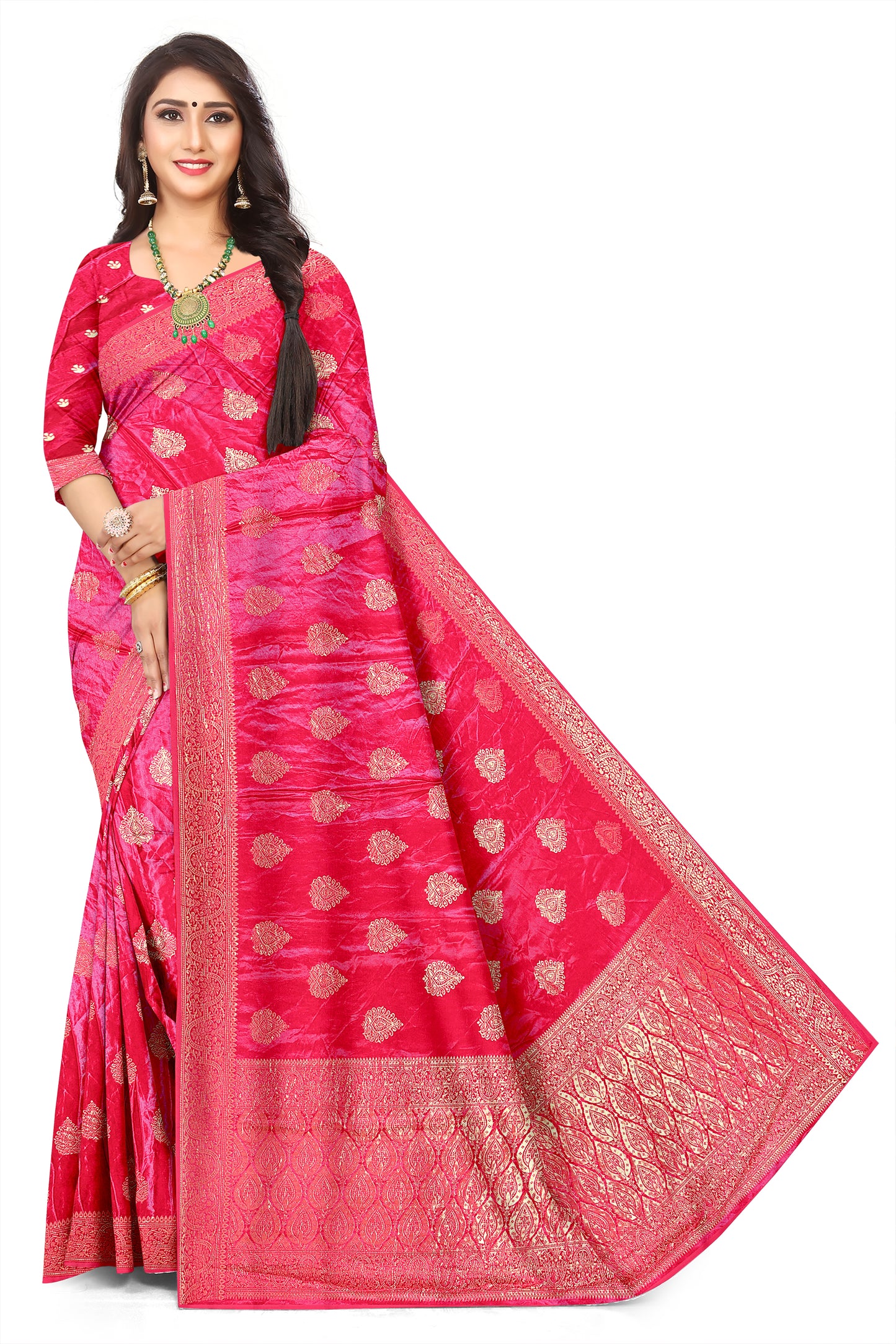 Classic Pink Colour Viscose Gaji Silk Jacquard Saree