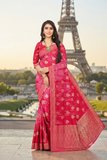 Classic Pink Colour Viscose Gaji Silk Jacquard Saree