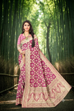 Pink Colour  Organza Bandhni Jacquard Saree with Rich Finish