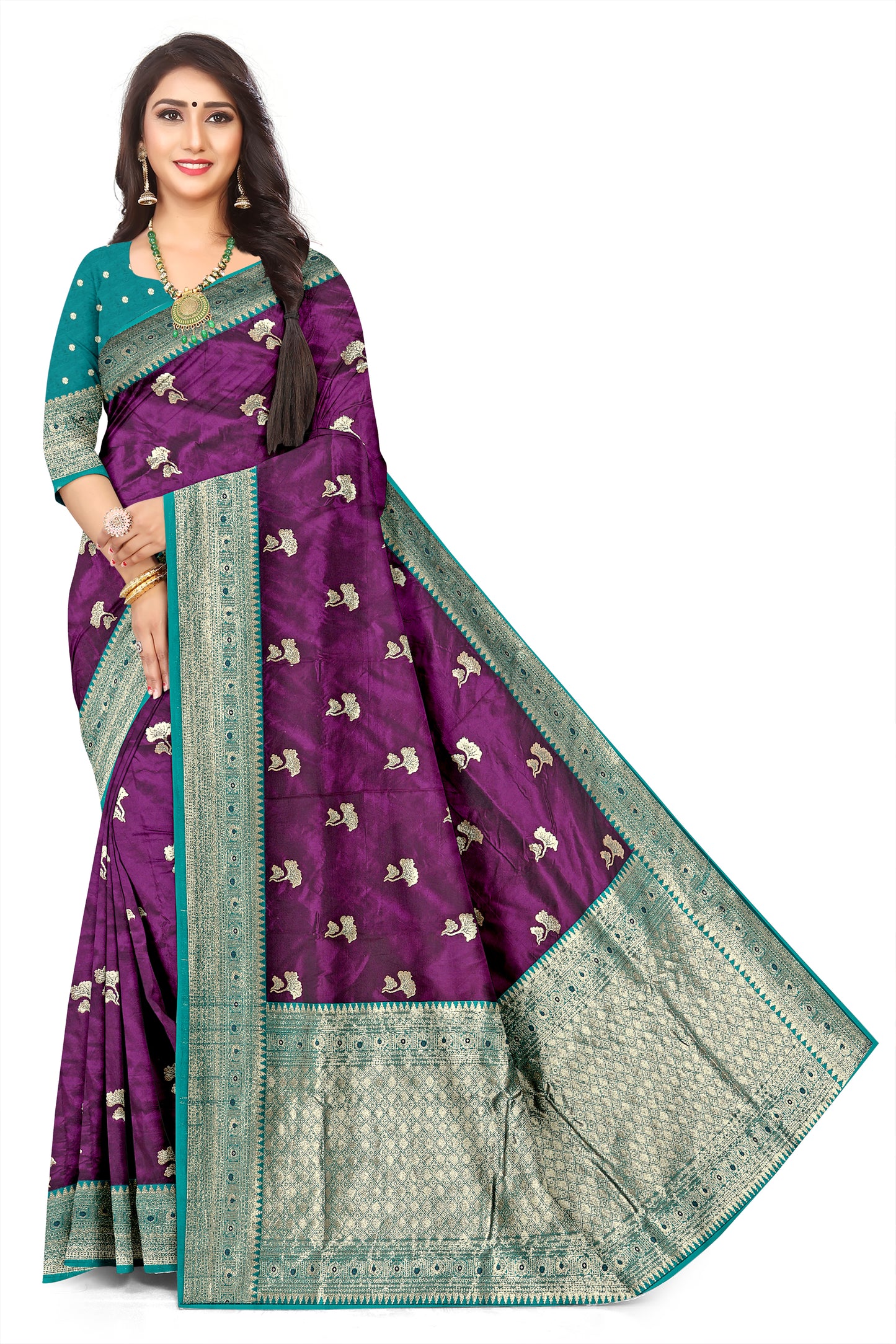 Woven, Embellished Jacquard Saree