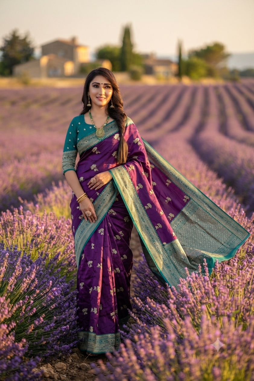 Woven, Embellished Jacquard Saree