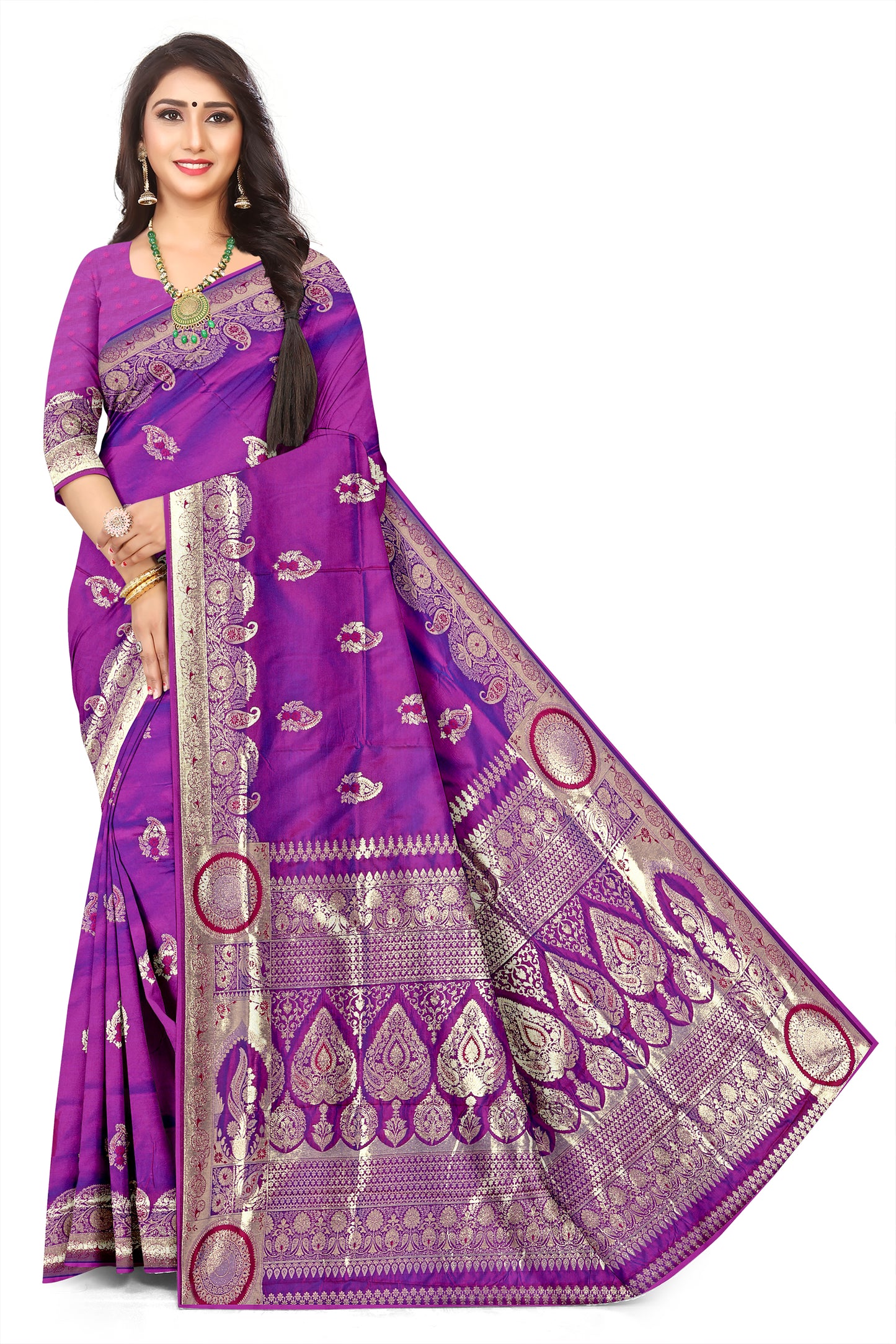 Minimalist Jacquard Purple colour Weaving Saree for Everyday Elegance