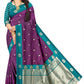 Wine Colour Woven Jacquard Silk Blend Saree