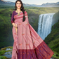 Rose Gold Colour Woven, Top Dyed Jacquard Saree