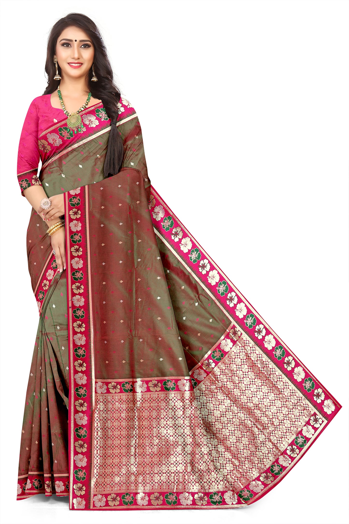 Designer Flower Motif Jacquard Saree