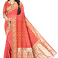 Grand Wedding Orange Colour Jacquard Silk Saree