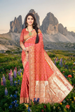 Grand Wedding Orange Colour Jacquard Silk Saree