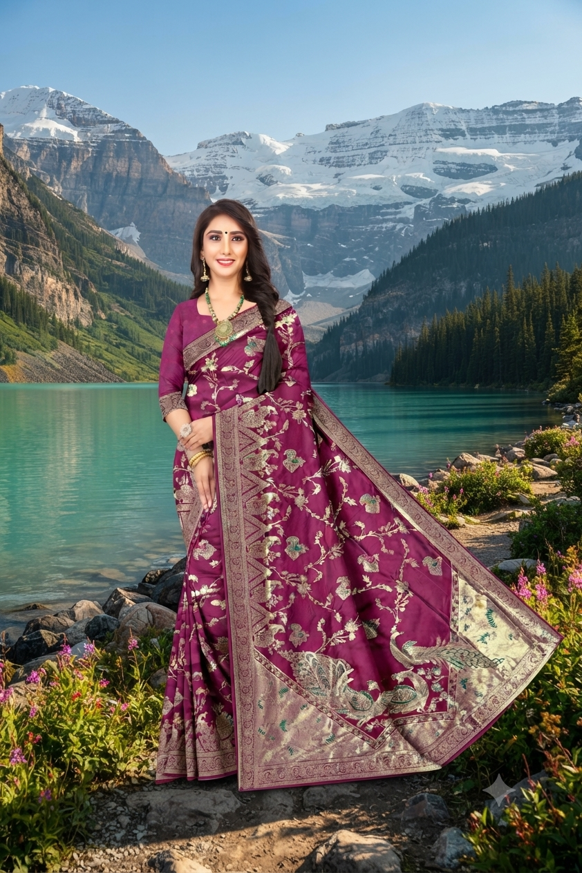 Premium Wedding Wear Peacock Jacquard Saree