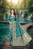 Festive Wear peacock Jaal Design Jacquard Silk Saree