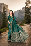 Ethnic Gold Zari Dark Green  Jacquard Saree