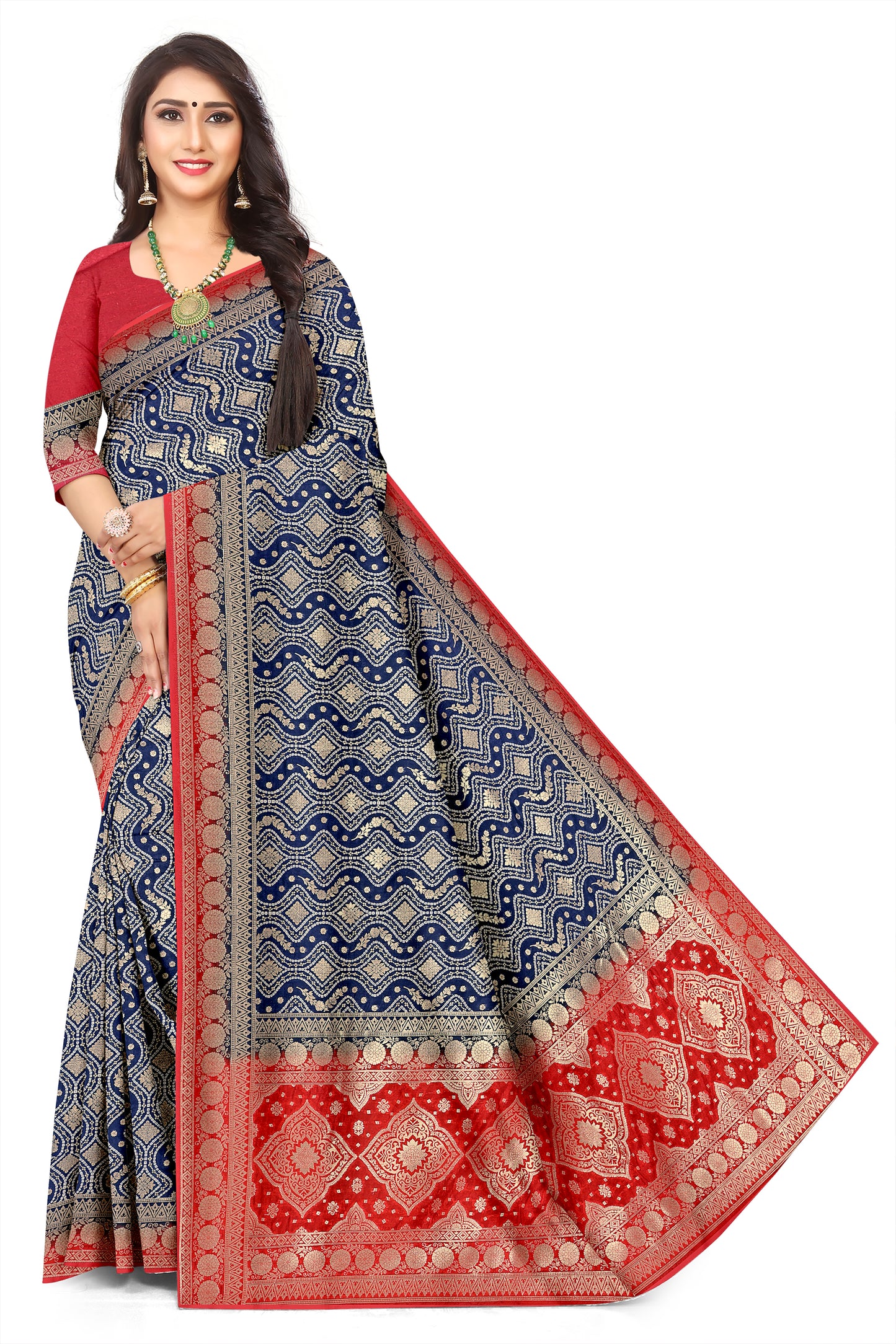 Women's Wedding Bandhani Collection Jacquard Silk Saree