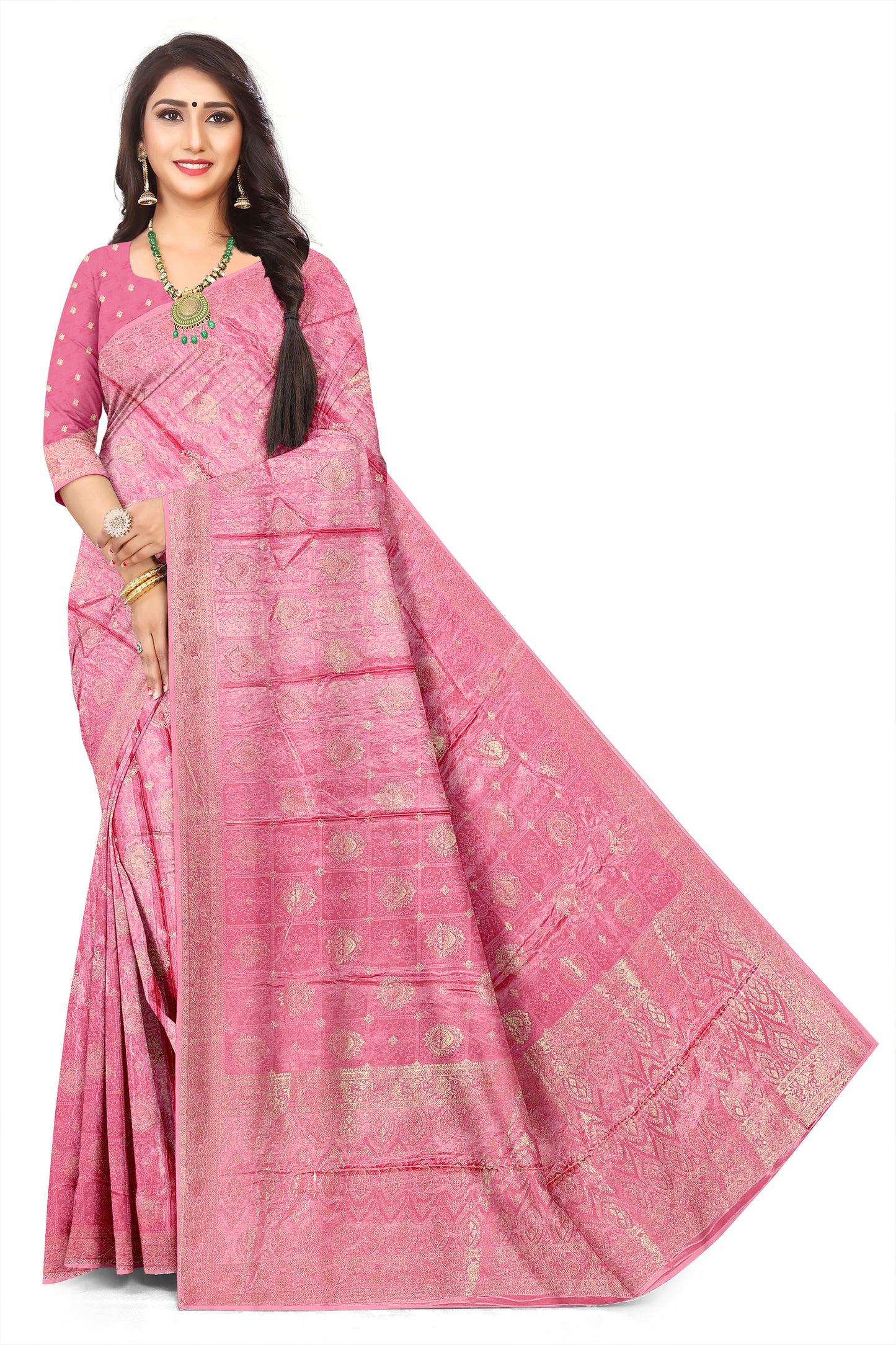 Viscose Organza Satin Jacquard Fabric – Glossy Finish, Rich Texture