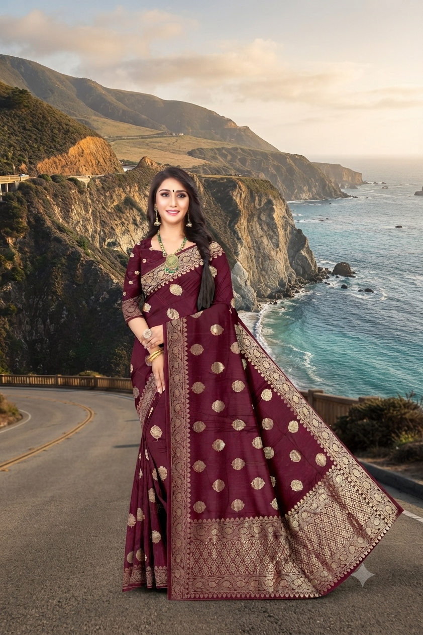 Heritage Jacquard Viscose Weaving Saree for Festive Collection