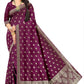 Glamorous Metallic Gold Tone wine Satin Jacquard Saree for Evening & Cocktail Parties