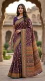 Elegant Deep Purple Pashmina Viscose Jacquard Saree
