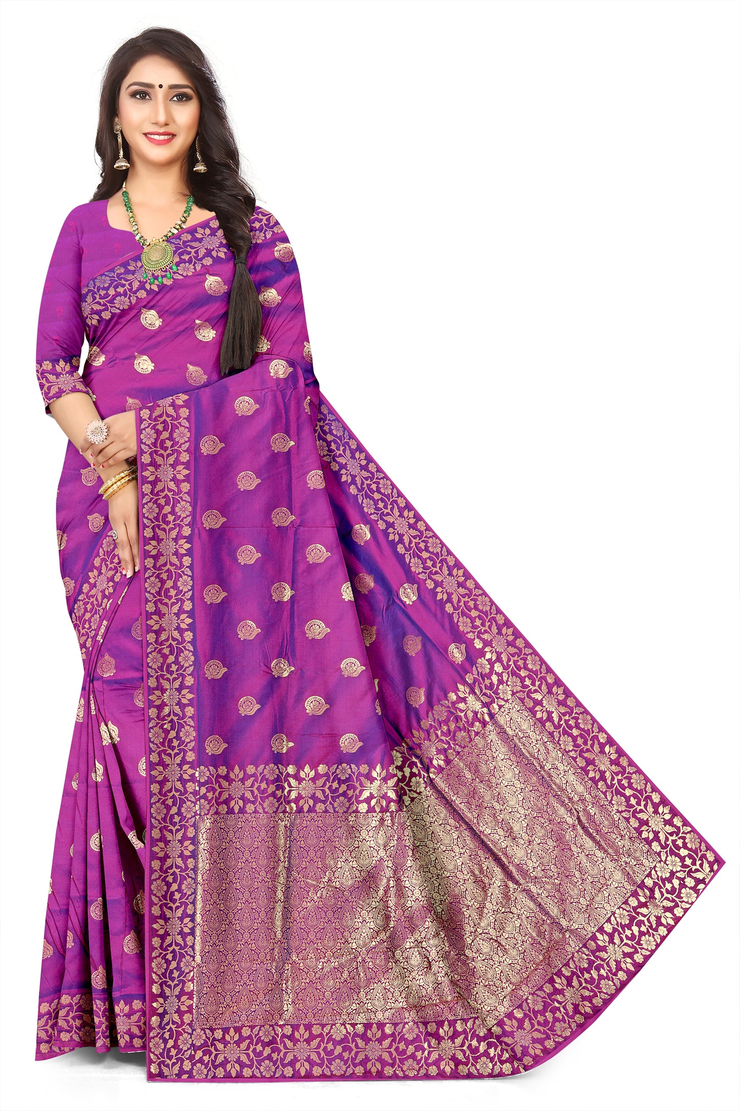 Heritage reddish Blue Shaded  Jacquard Weaving Saree for Festive Collection