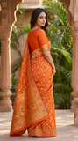 Orange Viscose Bandhani Jacquard Saree | Traditional Saree
