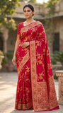 Rani Colour Viscose Jaal With Heavy Meenakari Jacquard Saree | Designer Saree