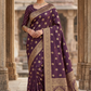 Wine Viscose Satin bamboo Jacquard l Saree