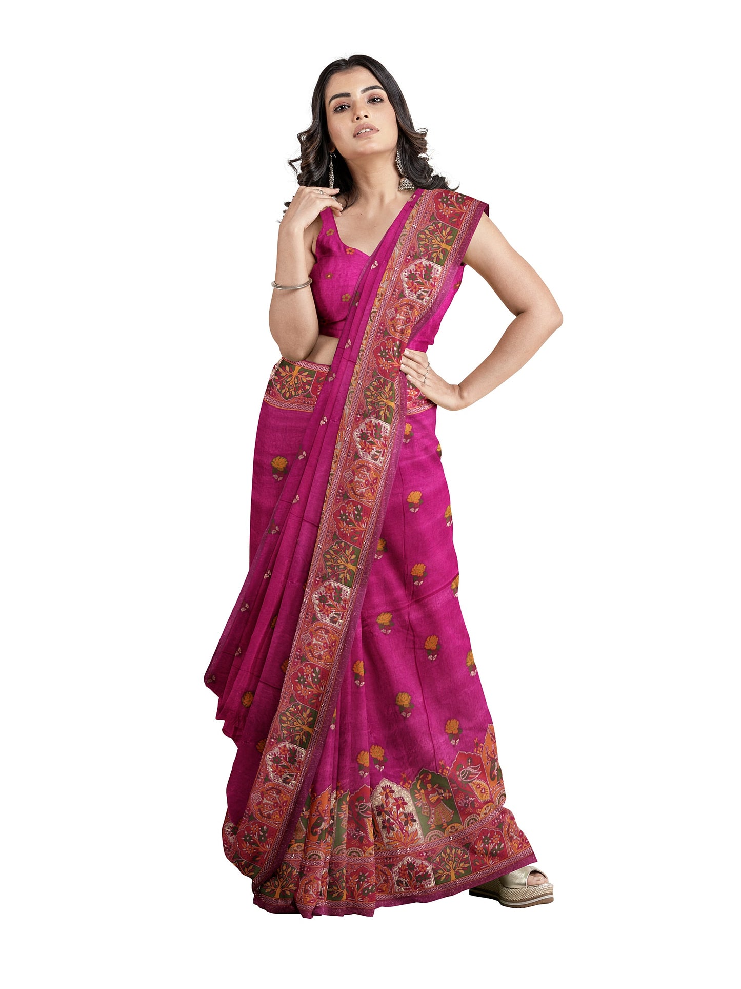 Pashmina Rani Viscose Jacquard Saree with Heavy Meenakari Work
