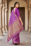 Heritage reddish Blue Shaded  Jacquard Weaving Saree for Festive Collection