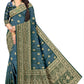 Elegant Ethnic Dark Navy Blue  Jacquard Saree with Designer Pallu