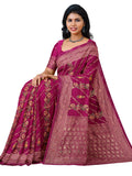 Rani Viscose Jacquard Saree with Straight Meenakari Patta & Heavy Meenakari Work