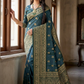 Elegant Ethnic Dark Navy Blue  Jacquard Saree with Designer Pallu