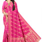 Graceful Jacquard Banarasi Style Saree for Women with Dark Pink Colour