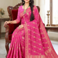 Graceful Jacquard Banarasi Style Saree for Women with Dark Pink Colour