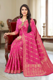 Graceful Jacquard Banarasi Style Saree for Women with Dark Pink Colour