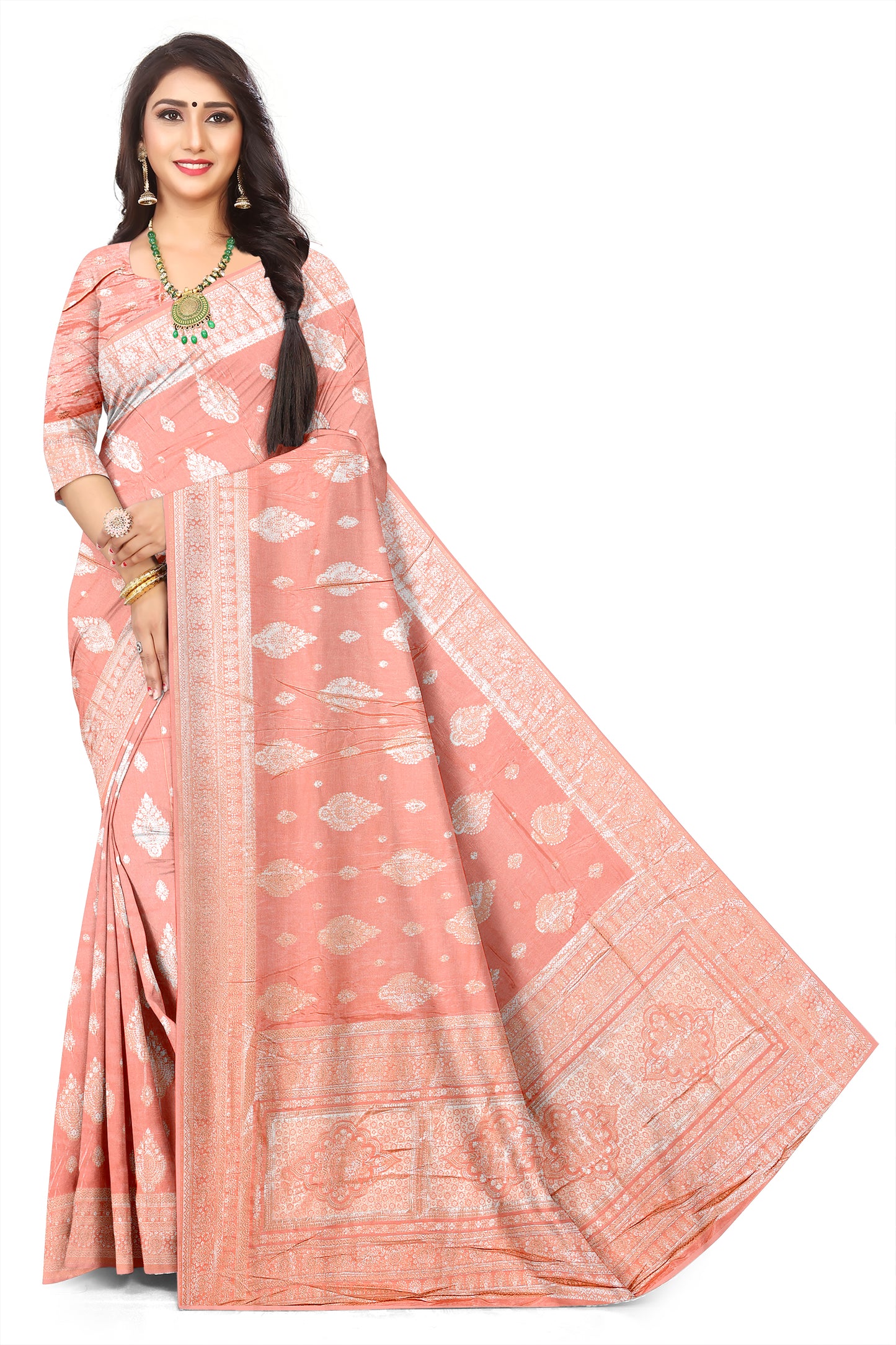 Light Pink Colour Classic Ethnic Jacquard Silk Saree for Wedding & Festive Wear