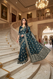 Luxury Dark Blue Viscose Soft Jacquard Silk Saree for Festive & Bridal Occasions