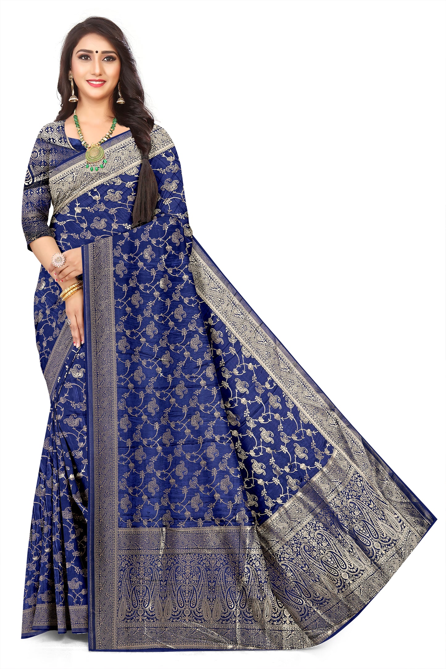 Signature navy Blue Soft Silk Viscose  Banarasi Jacquard Collection Saree