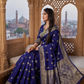 Rich Woven Royal  Blue Viscose Satin Banarasi Silk Saree