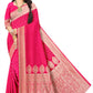 Dark Pink Designer Viscose  Banarasi Zari Border Saree