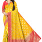 Yellow with red palav Graceful Jacquard Banarasi Style Saree with swarovski work for Women